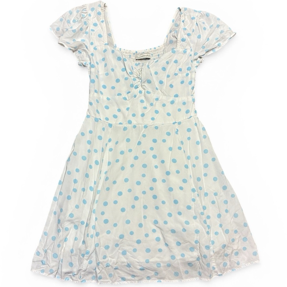 Abercrombie & Fitch Blue Polka Dot Mini Dress Size S Smocked Back